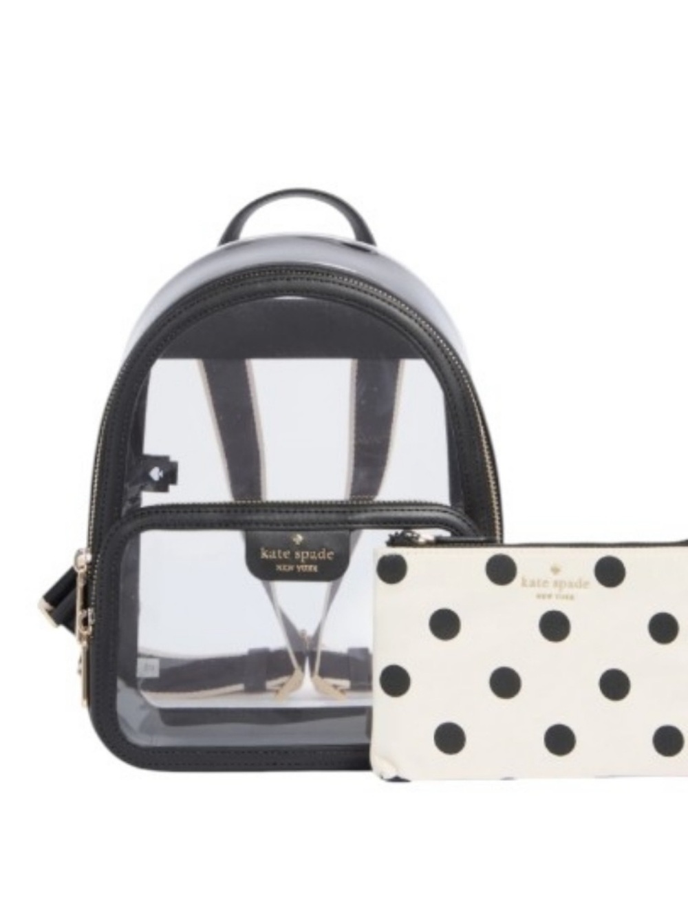 Kate Spade Clear Backpack With Raining Dot Pouch NWT - Picture 4 of 12